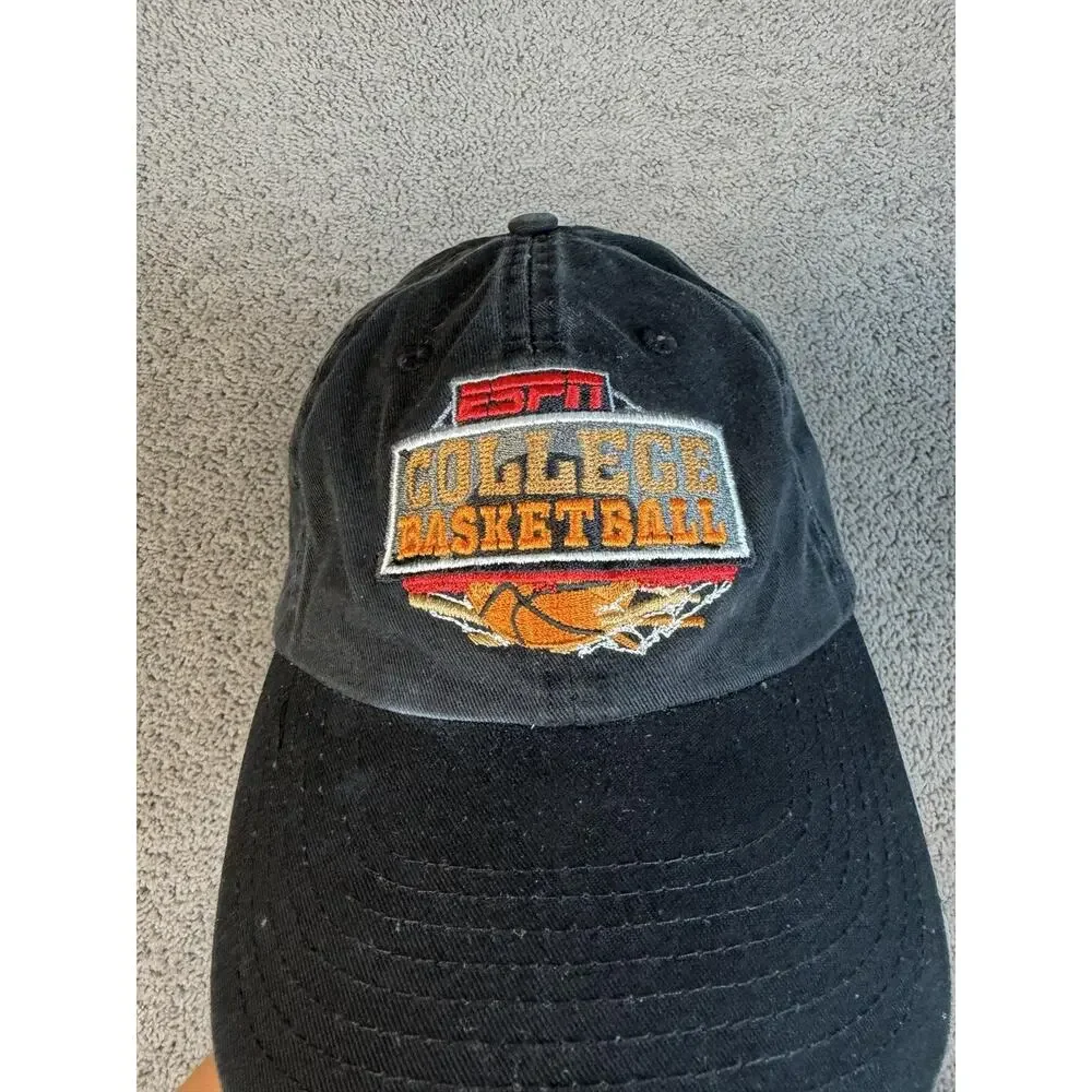 VTG ESPN College Basketball Hat Mens One Size Black Strap Back Team Apparel